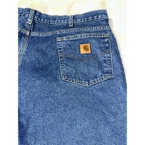 Carhartt Mens Size 40 x 30 Flannel Lined B172 DST Relaxed Fit Blue Denim Jeans